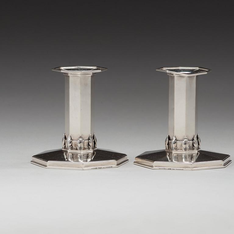 A pair of Atelier Borgila sterling candlesticks, Stockholm 1933.