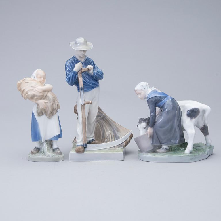 FIGURINER, 3 st, porslin, Royal Copenhagen, Danmark 1952-1979.