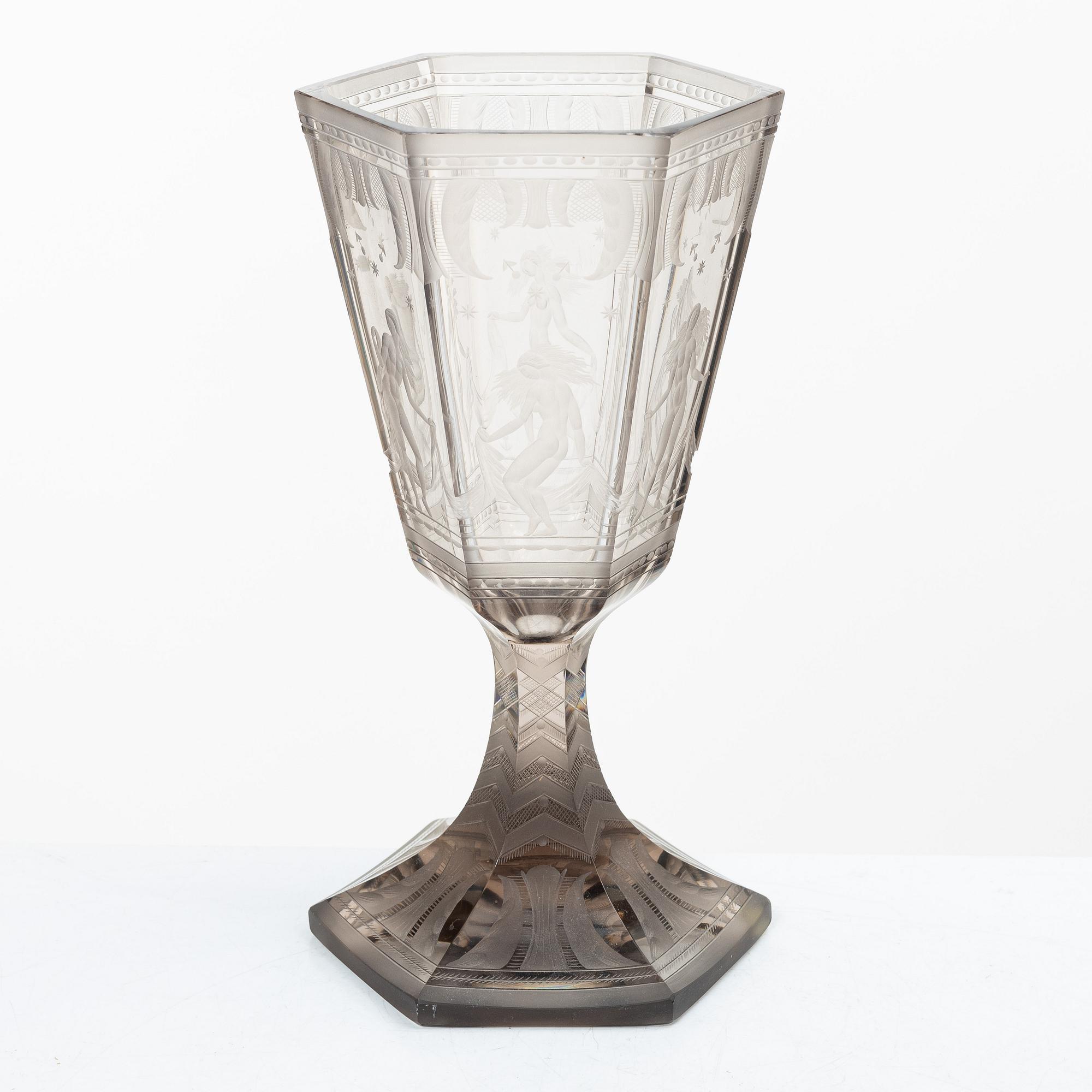 Simon Gate, Vase, "Six Graces", Orrefors, 1925.