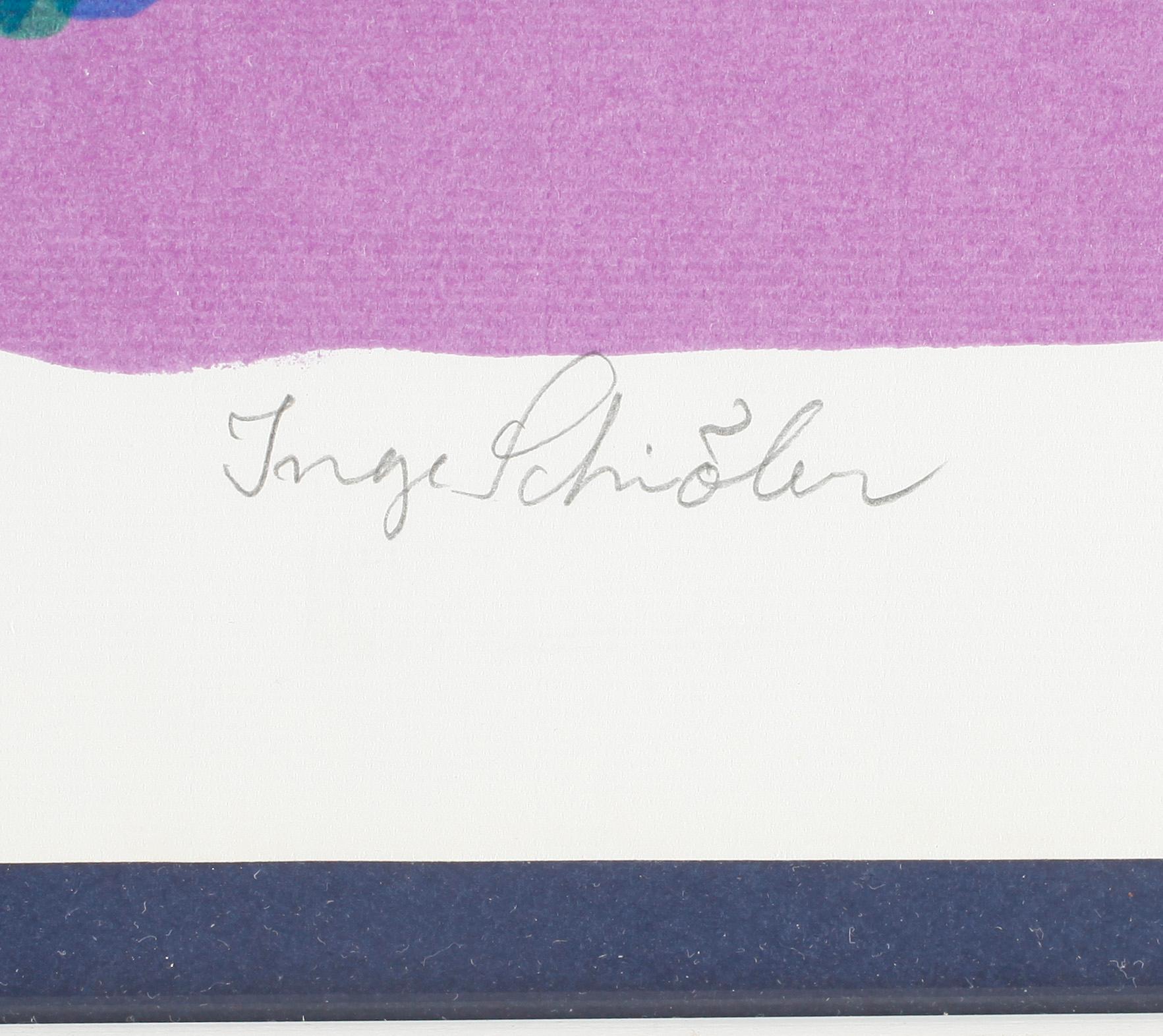 INGE SCHIÖLER, färglitografi, signerad.