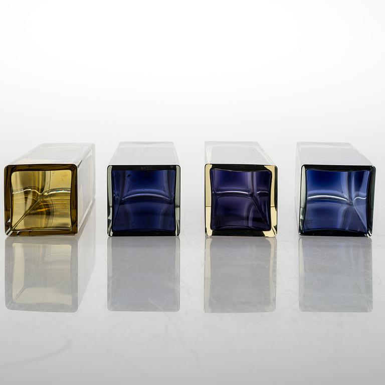 KAJ FRANCK, MALJAKOITA, 4 kpl, lasia. SIgneerattu Nuutajärvi Notsjö.