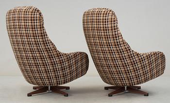 FÅTÖLJER, ett par, "Swefurn", Slättemöbler, 1970-tal.