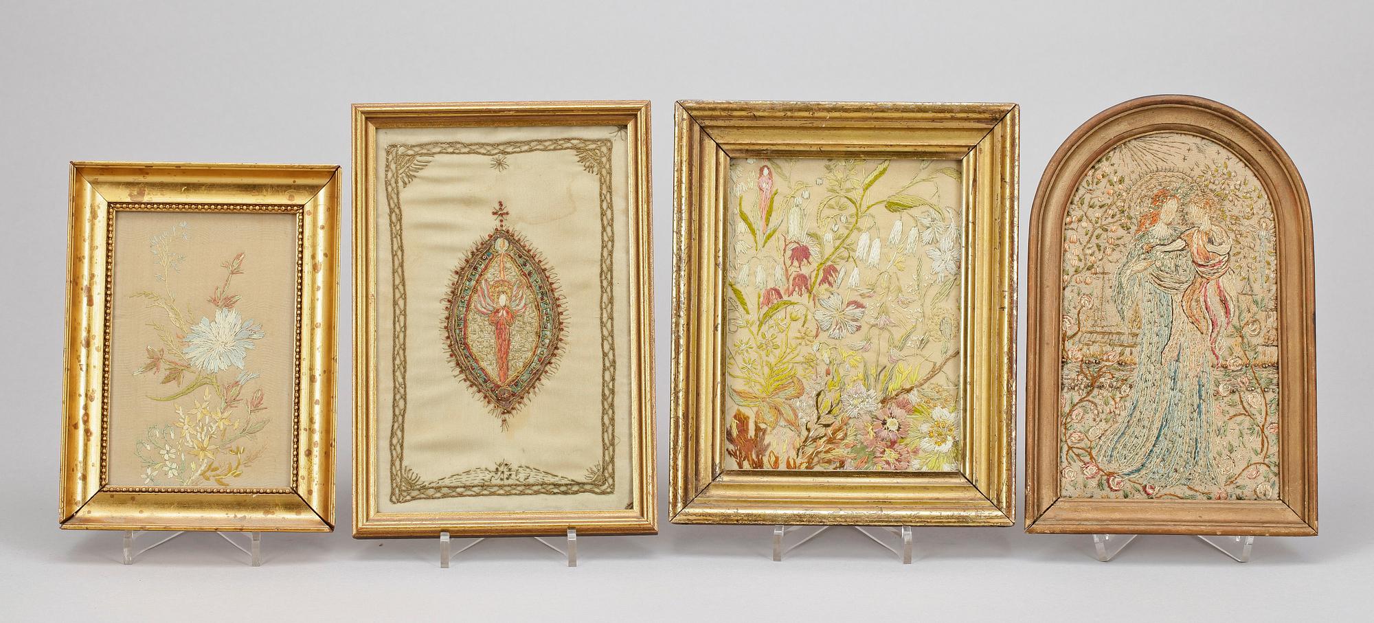 INGEBORG WETTERGREN, broderier 4 st. Intygade a tergo.