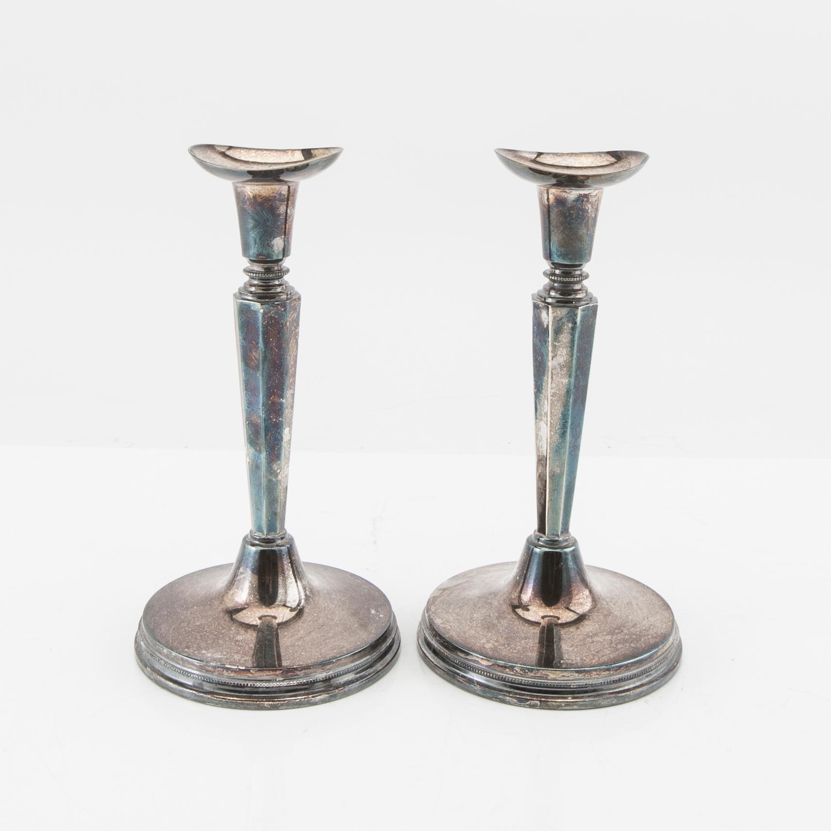 Pair of silver candlesticks MGAB Uppsala 1969.