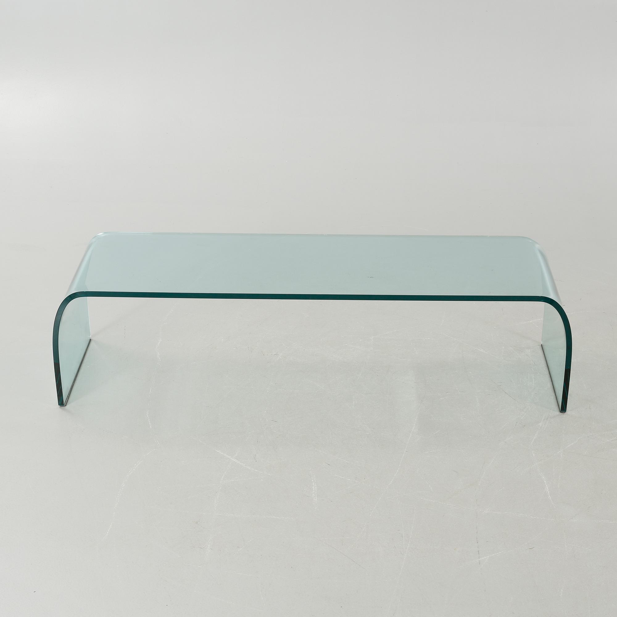 A glass coffeetable, "Ponte", by Angelo Cortesi for Fiam, Italy.