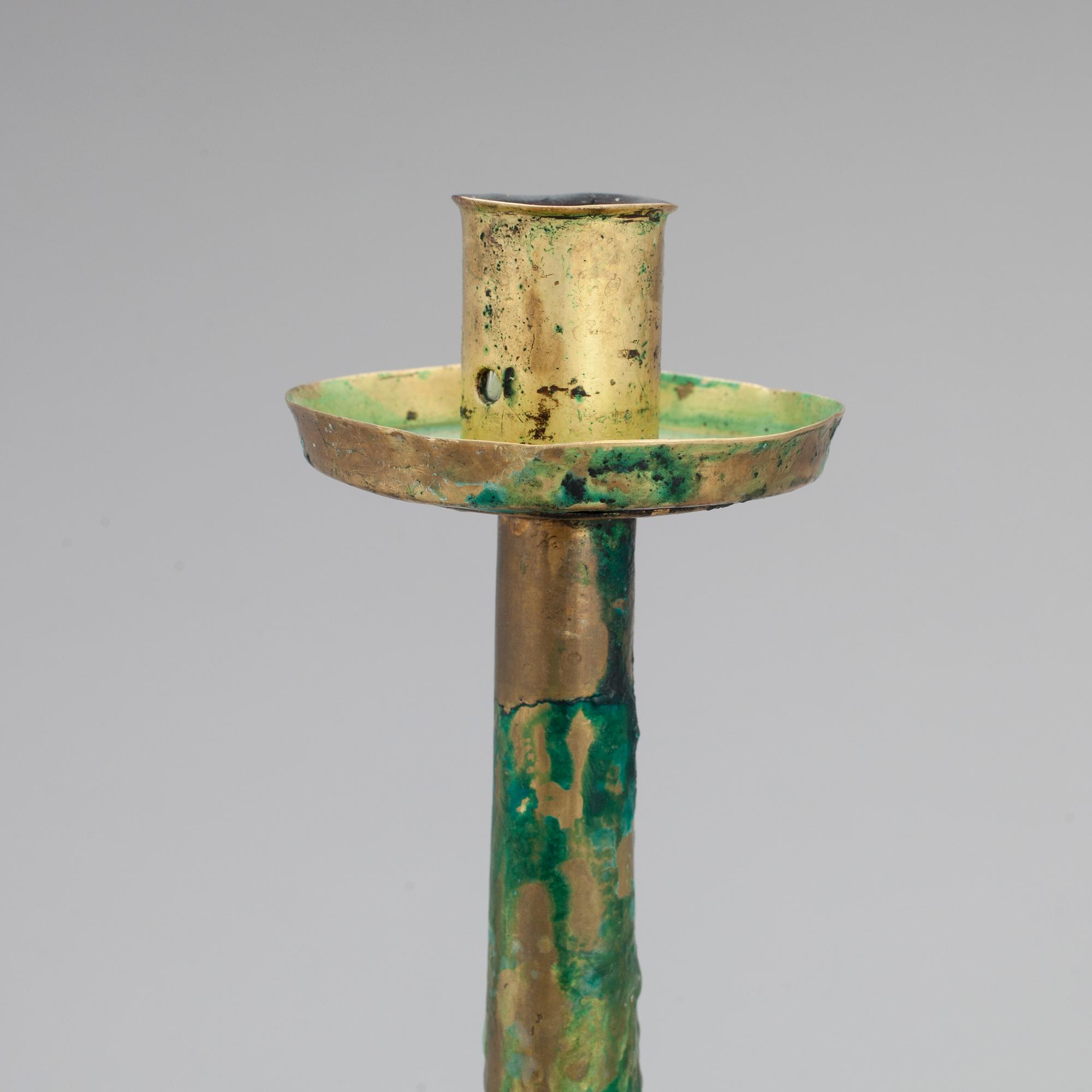 LJUSSTAKE, trä, mässing, 1800-tal.