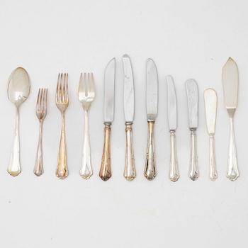 Bestickuppsättning, 87 delar, silver, modell "Saga", övervägande Skandia-Hultman, Stockholm, bl.a. 1960.