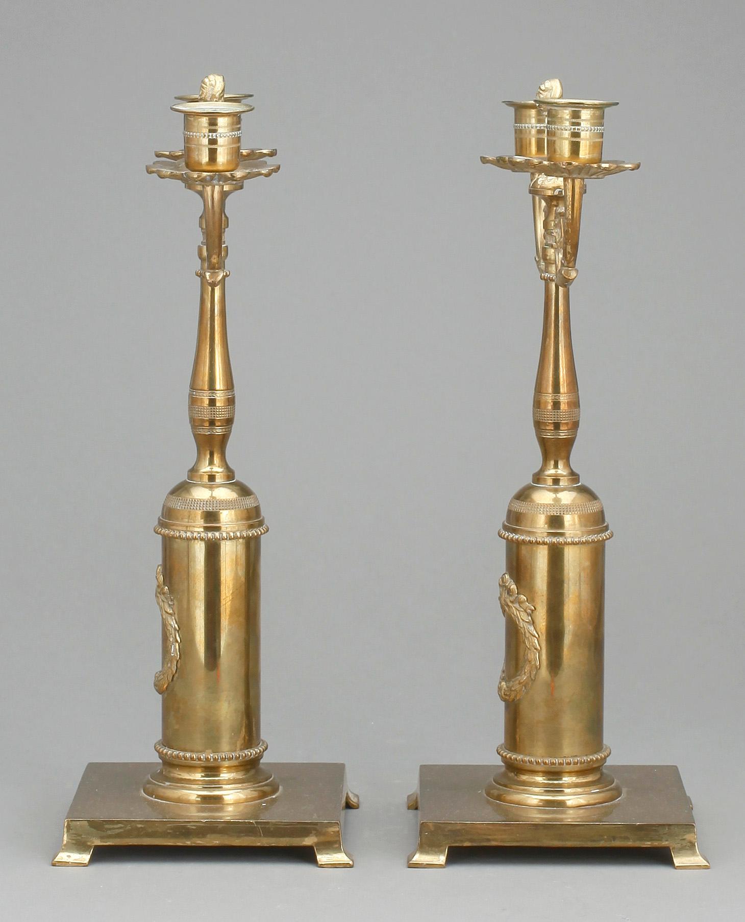 KANDELABER, ett par, empirestil, 1900-tal.