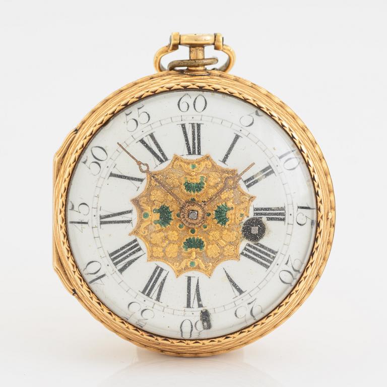 Julien Le Roy (1686-1759), fickur, 18K guld, 46 mm.