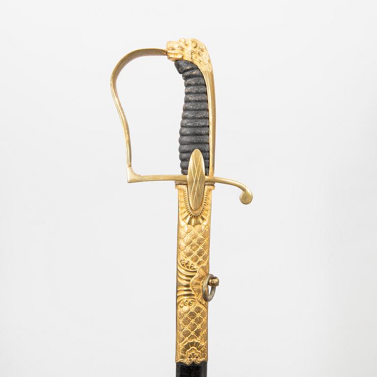 A Swedish Hussar officer's sabre, early 19th century, with scabbard.