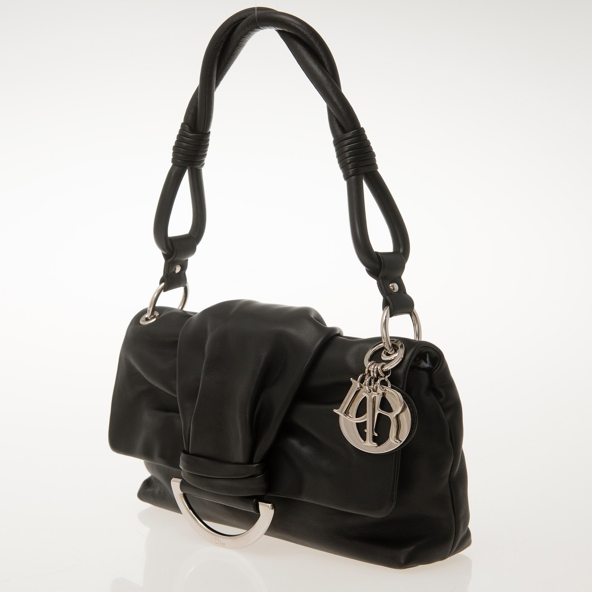 CHRISTIAN DIOR, Black Leather Demi Lune Small Flap Bag.