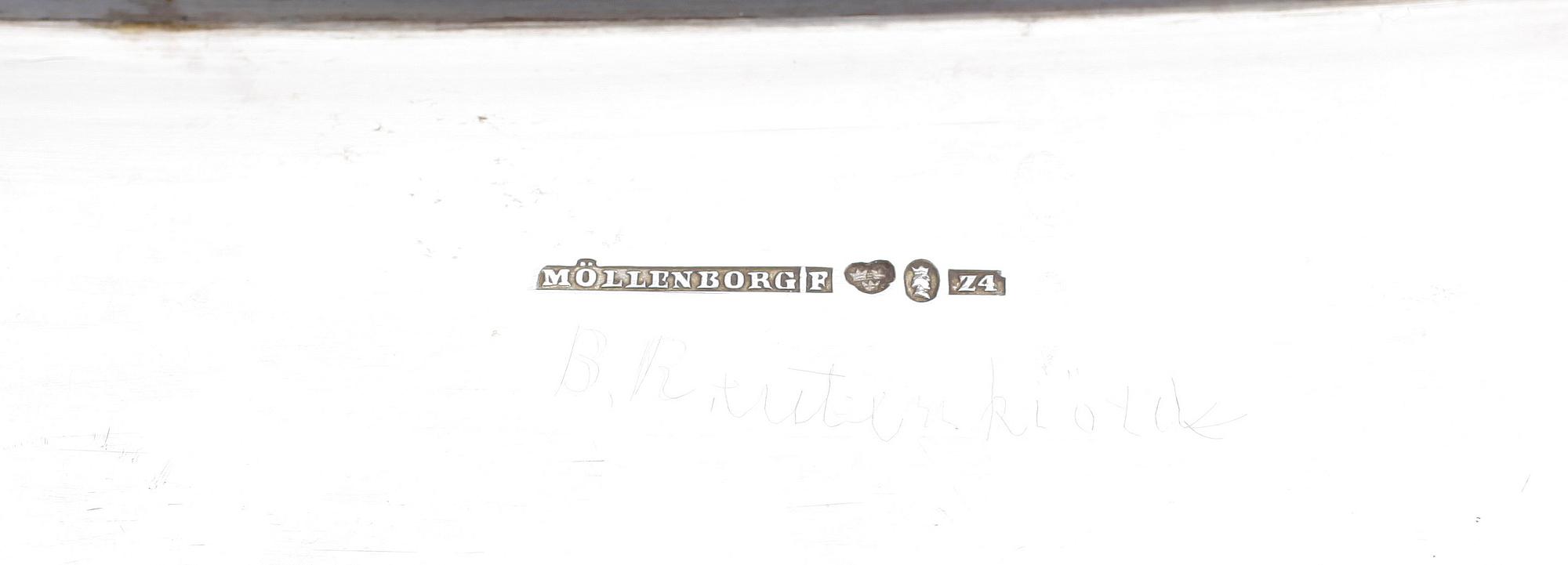 BRICKA, silver, Möllenborg F, Stockholm, 1854. Tot vikt ca 2022g.