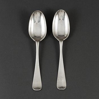 JOHAN PETTERSSON BERG, a pair of silver spoons, Norrköping, 1766.