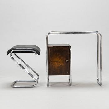 A functionalist style dressing table and chair, mid-20th century.