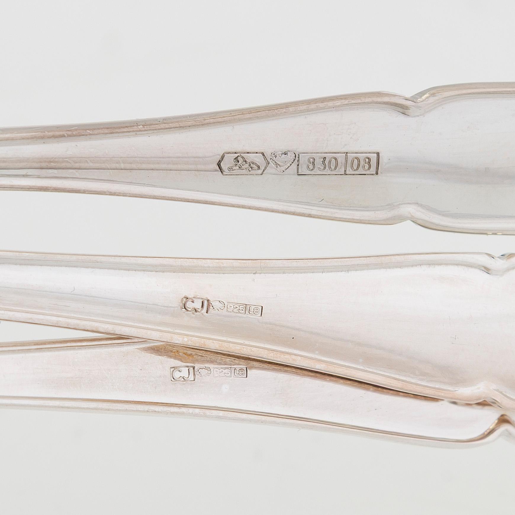 A 48-piece silver cutlery set, "Chippendale", finnish hallmarks.