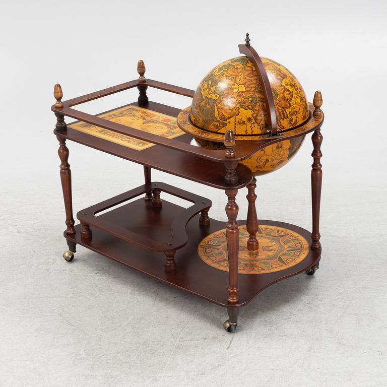 A globe drinking cabinet, late 20th Century.