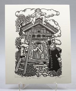 EHRÉN, SVENOLOV. Linoleumsnitt, 17 st, sign. PT.