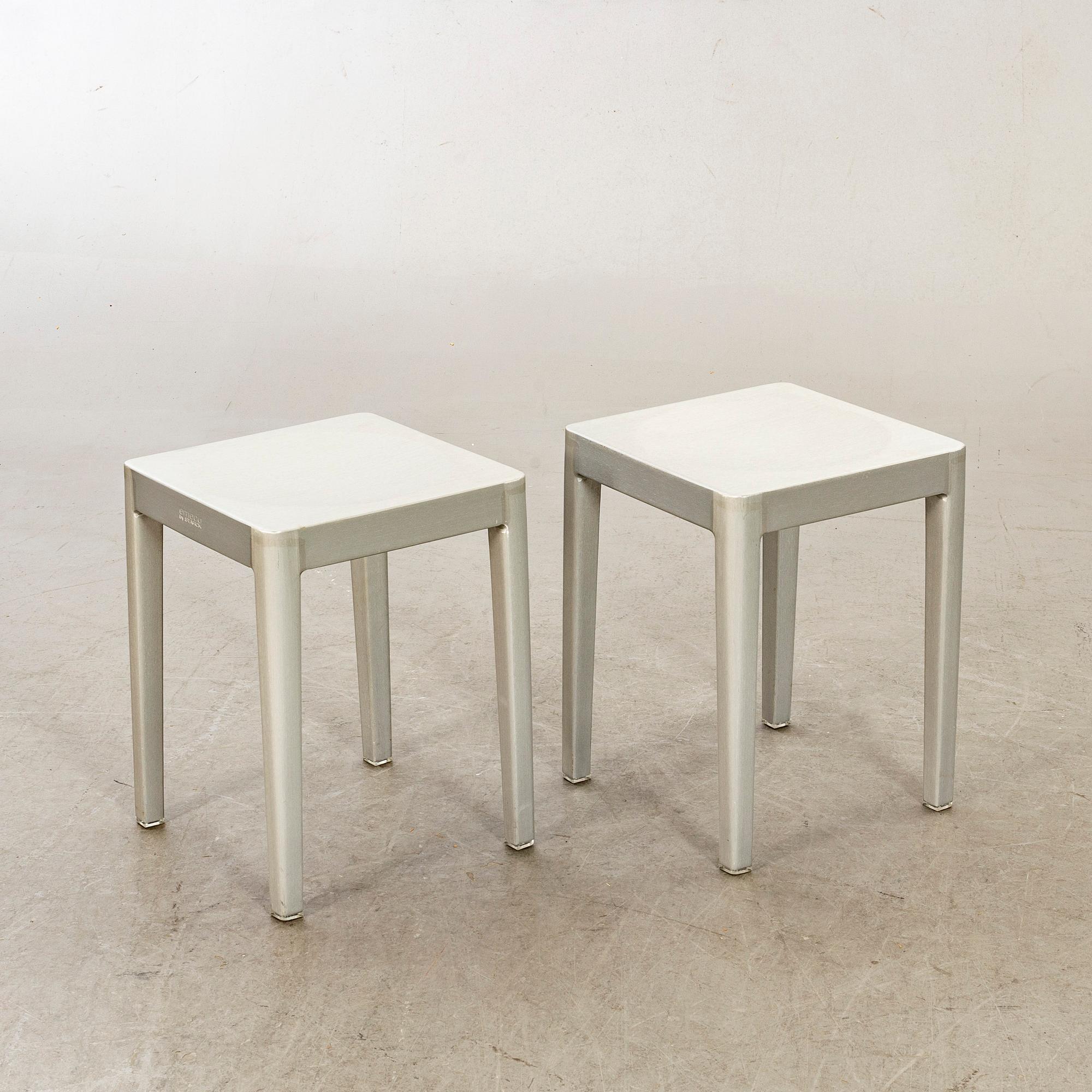 PHILIPPE STARCK, a pair of 21st century "Emeco Stool" in brushed aluminium.