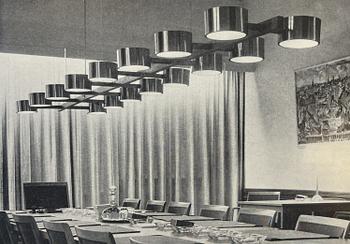 Hans-Agne Jakobsson, a monumental ceiling lamp model T 261/14, Hans-Agne Jakobsson AB, Markaryd, 1950s-60s.