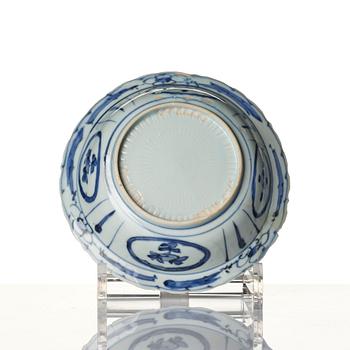 A set of four imari dishes, a blue and white bowl and a Japanese lacker box, Meiji period (!868-1912).