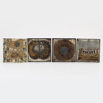 Lisa Larson, four stoneware wall plaques, Gustavsberg.