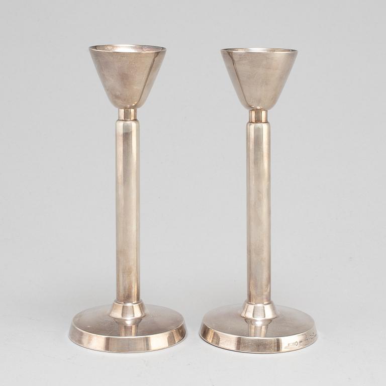 A pair of 20th century silver candlesticks, mark of Gustaf Jansson, CG Hallberg, Stockholm  1958.