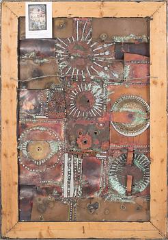 LARS STOCKS, wall relief, patinated metal, signed and dated -74.