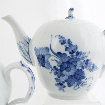 An 77-piece porcelain dinner and tea service, "Blue Flower", Royal Copenhagen, Denmark.