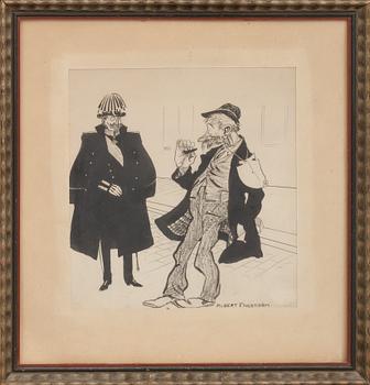 ALBERT ENGSTRÖM, Tuschteckning, signerad.
