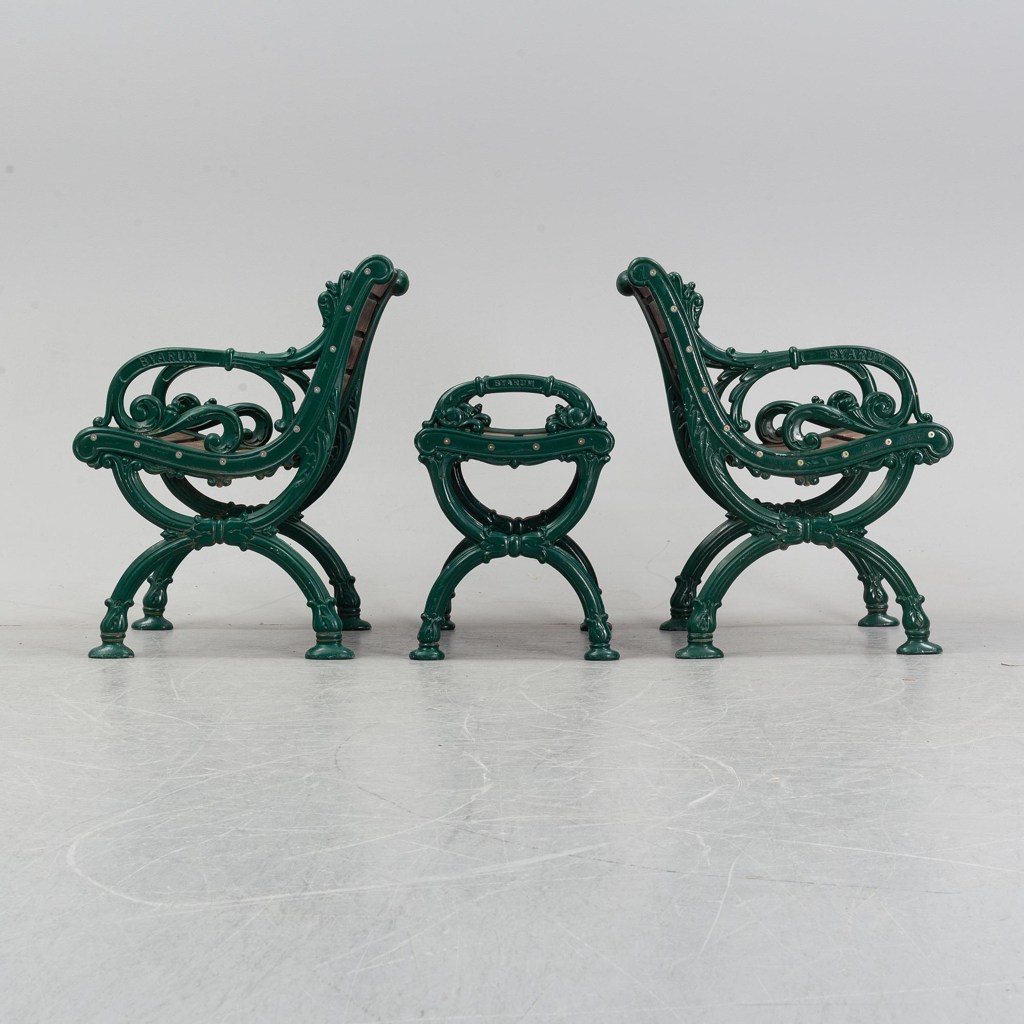 A five piece Byarum suite of garden furniture, late 20th Century.