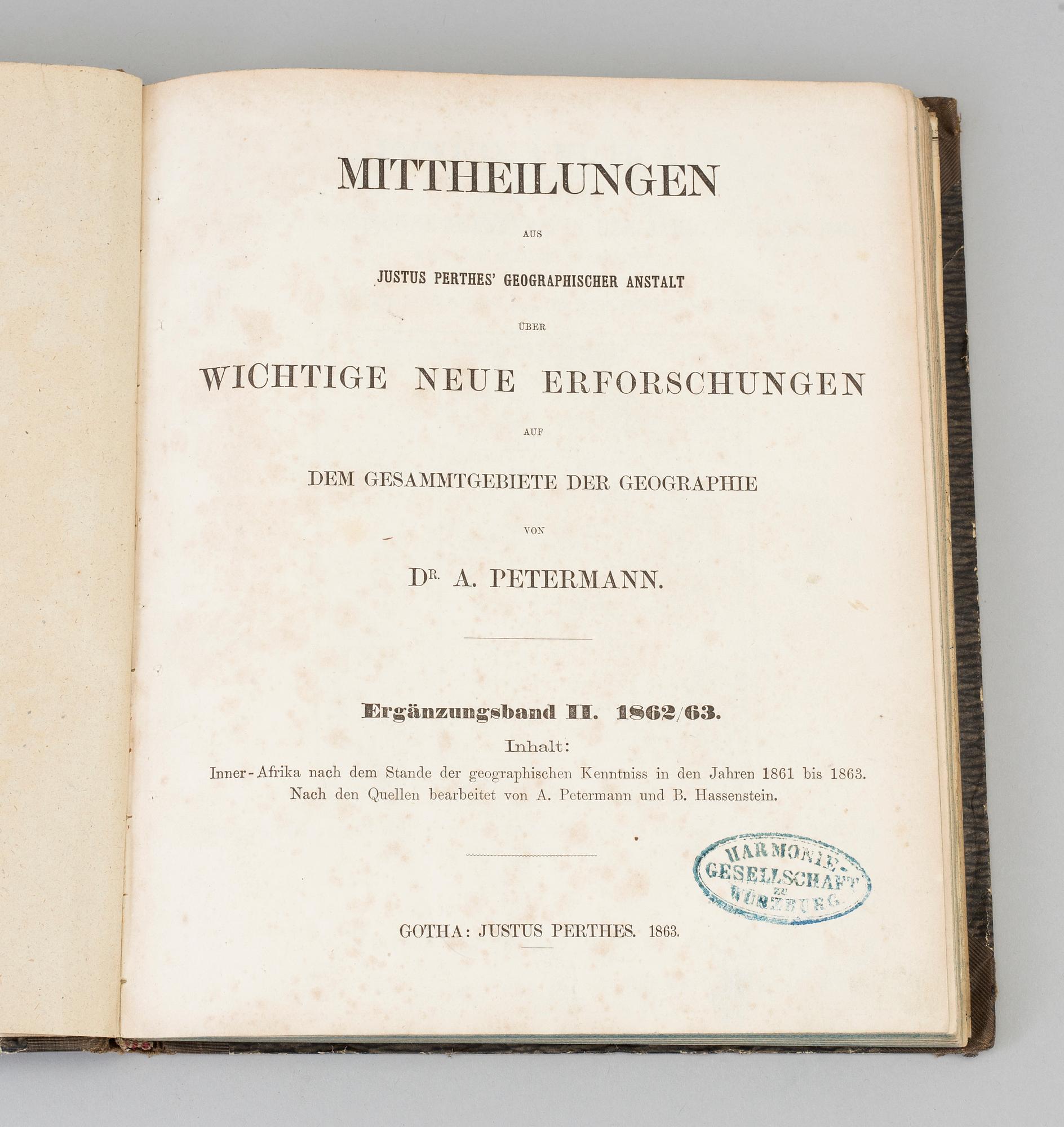 A BOOK, Africana, 1861, A. Petermann & B. Hassenstein.