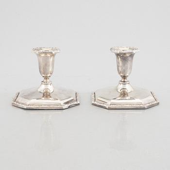 A pair of Norwegian silver candlesticks, mark of Thorvald Marthinsen Sølvvarefabrik.