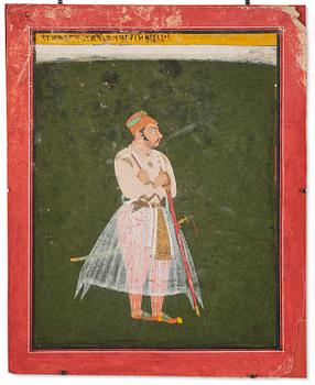 435. A portrait of a nobleman, gouache on paper, Mewar, North India, late 18th century.