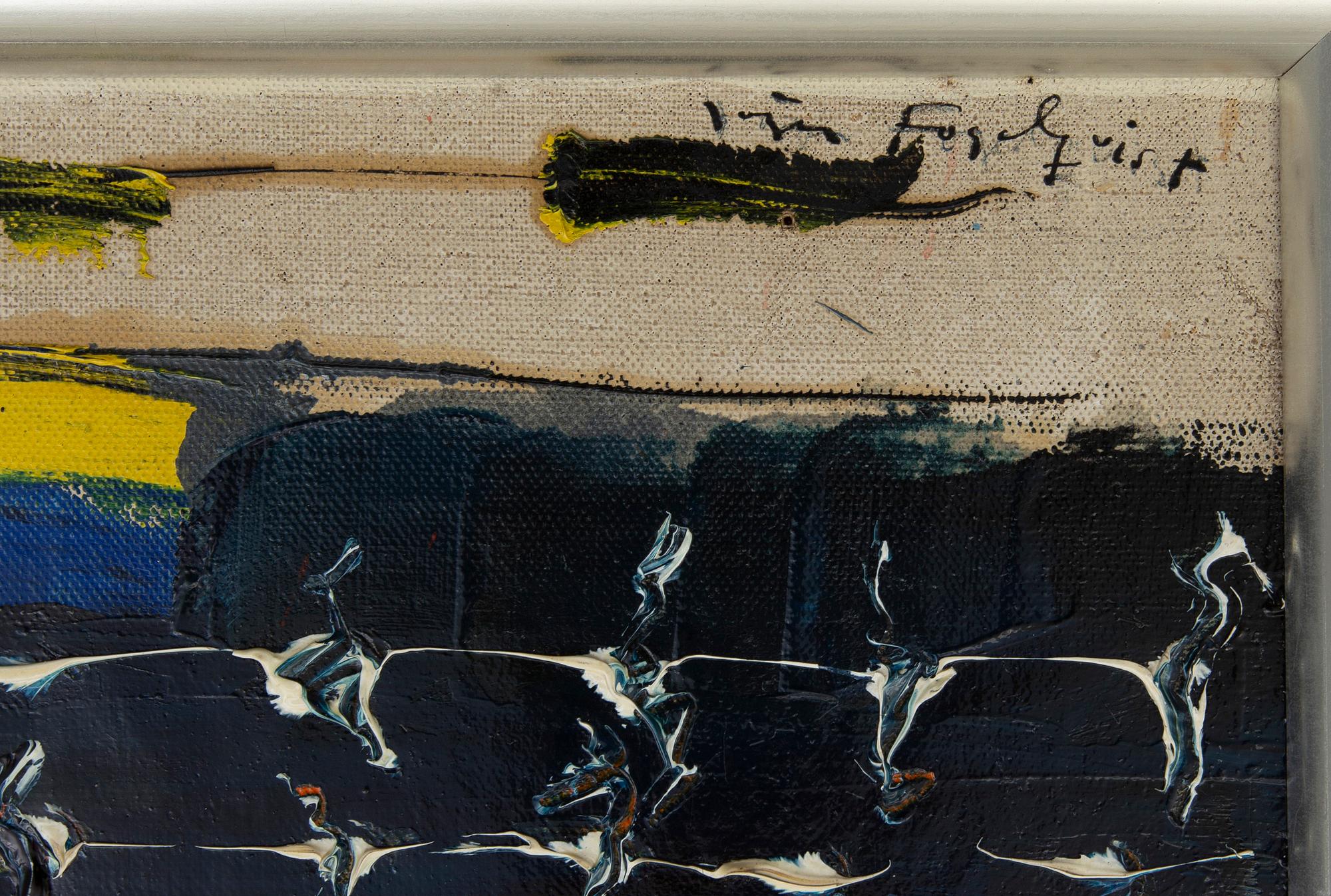 JÖRGEN FOGELQUIST, a signed oil and collage on canvas.