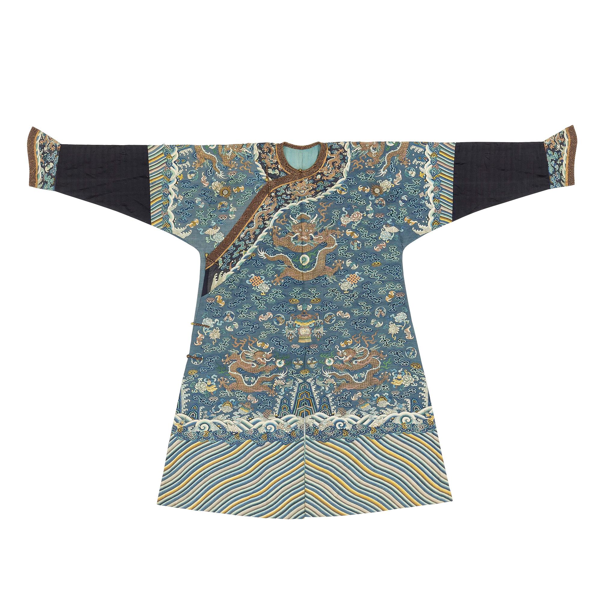 An imperial blue kesi summer robe, Jifu, Qing dynasty, 1830's.