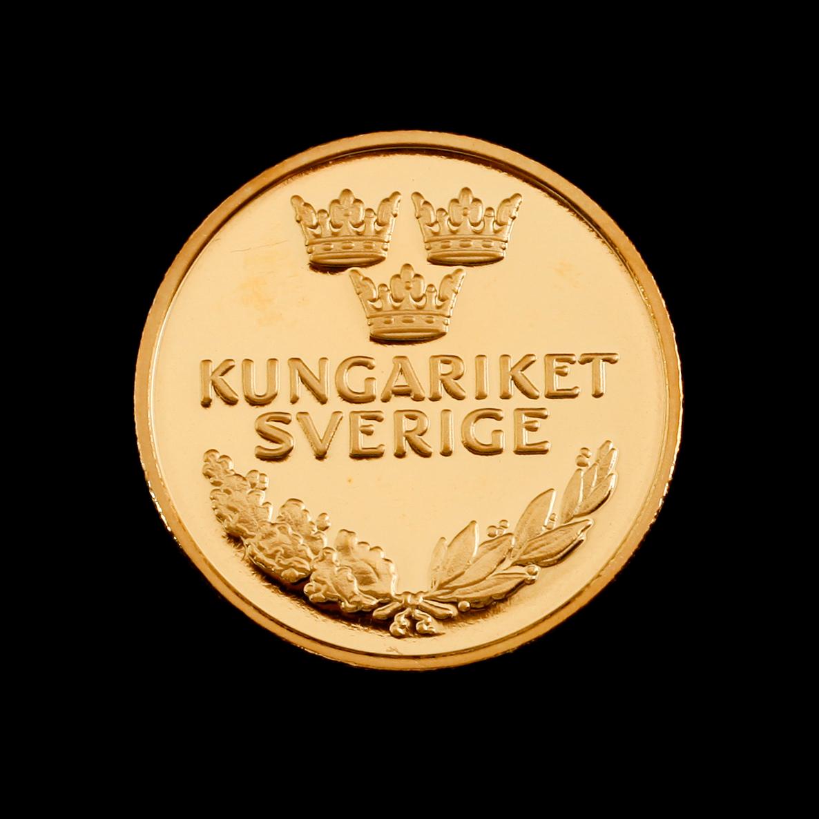 GULDMEDALJ, Kungariket Sverige, Gustaf V, Olympiska Spelen  i Stockholm 1912. Vikt ca 8 gram.