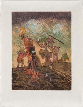 ROBERTO MATTA, Suite with 10 aquatints in colours, 1975, on Japon nacré paper.