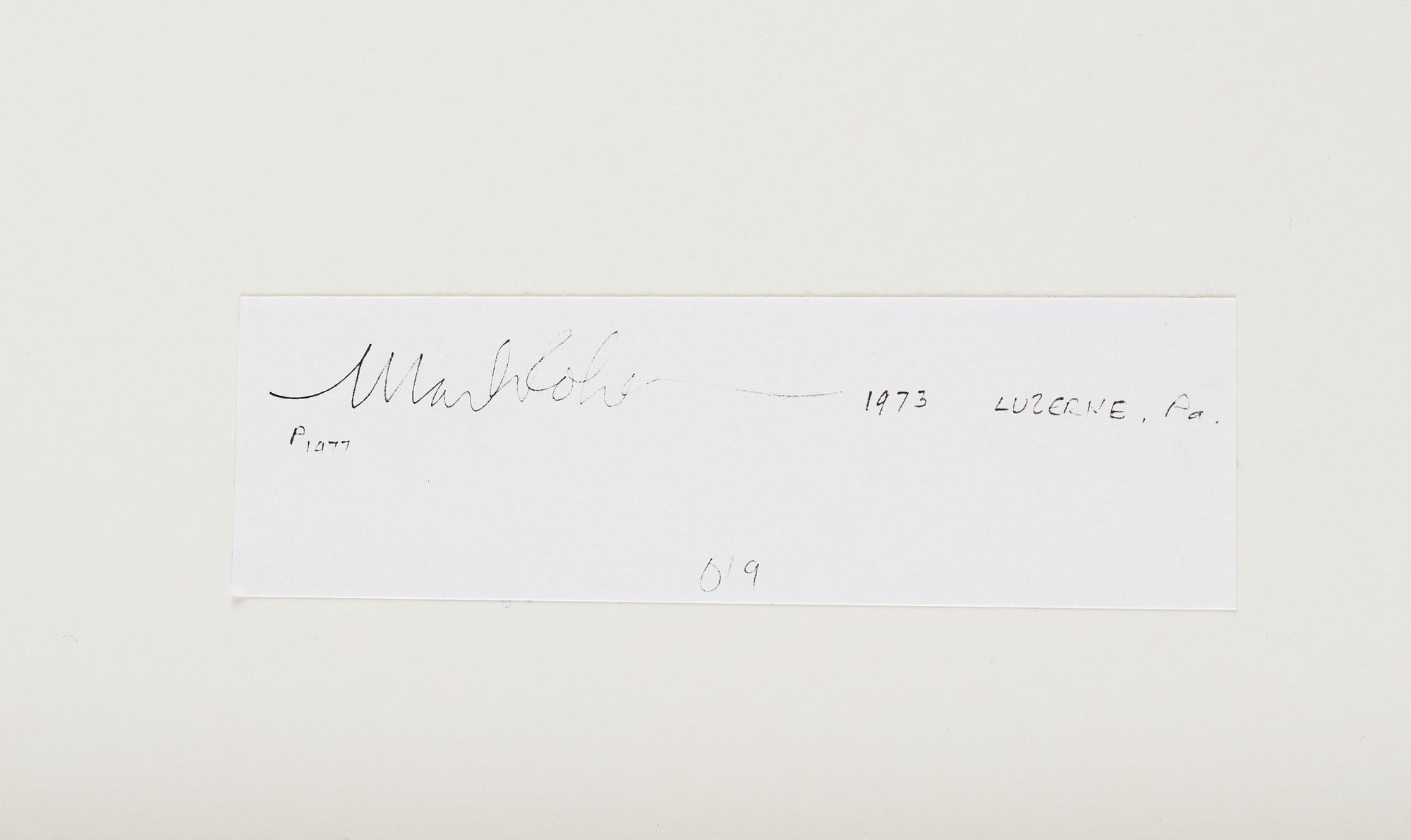 Mark Cohen, photograph signed on verso.