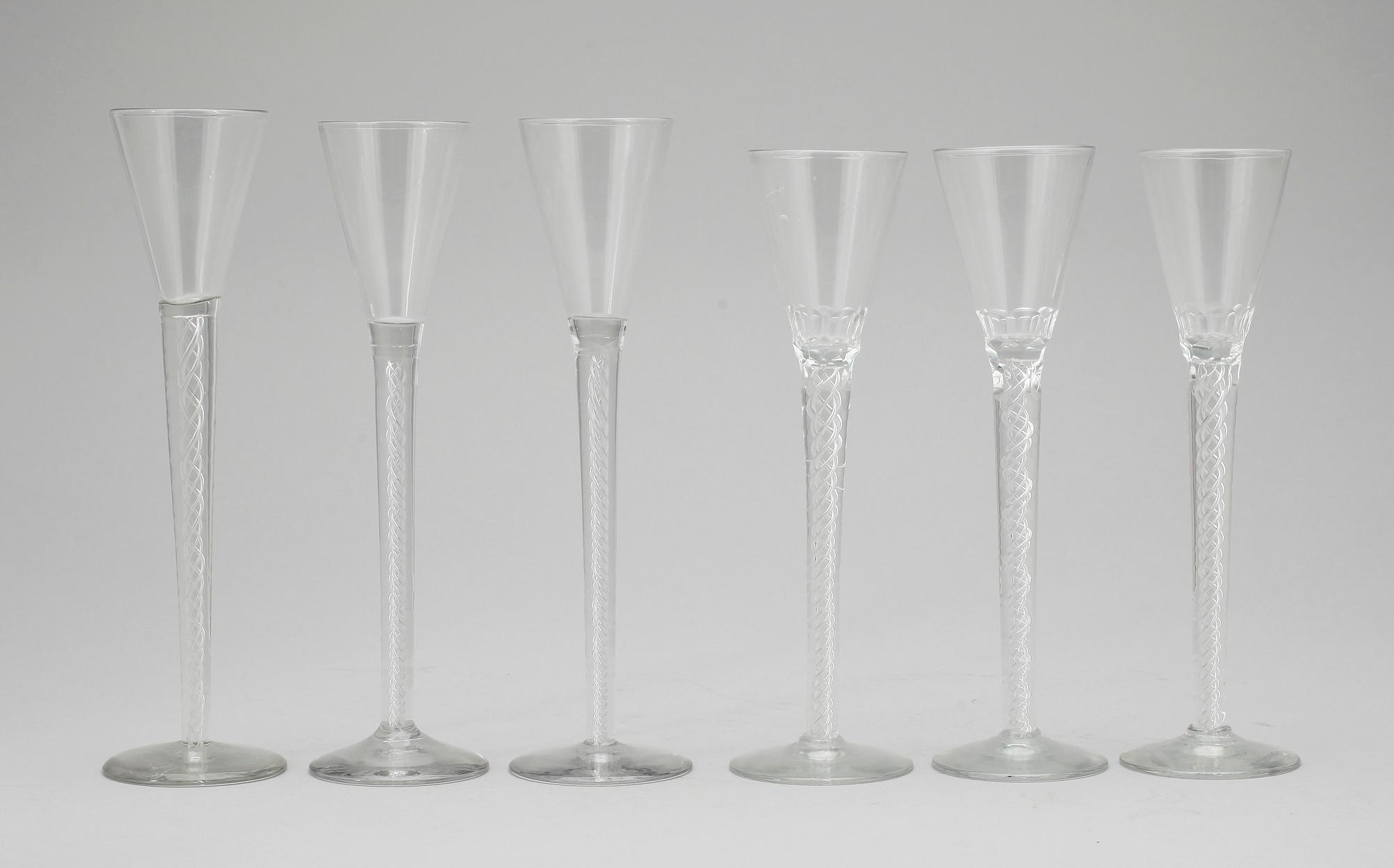 SNAPSGLAS, 3 + 3, glas, 1800-tal.