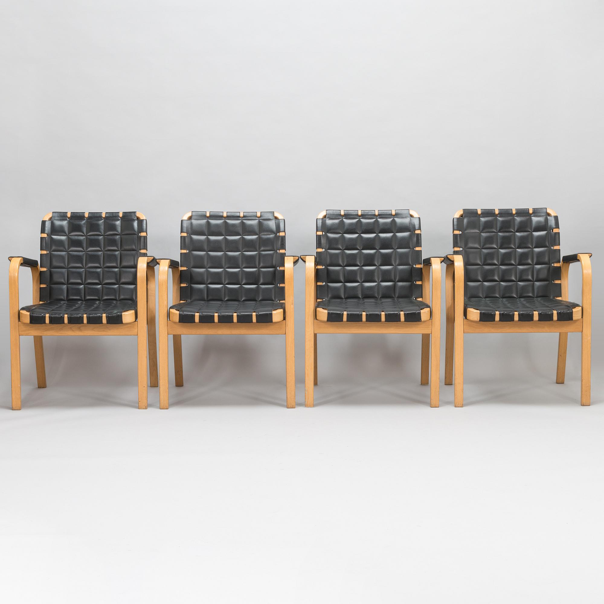ALVAR AALTO, four late-20th-century '45' armchairs for Artek.