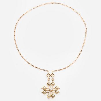 Hänge, 18K guld med odlade pärlor, samt kedja, 14K guld.