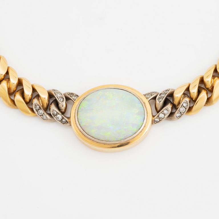 18K gold, opal and diamond necklace, by Gunnar Fahlström,