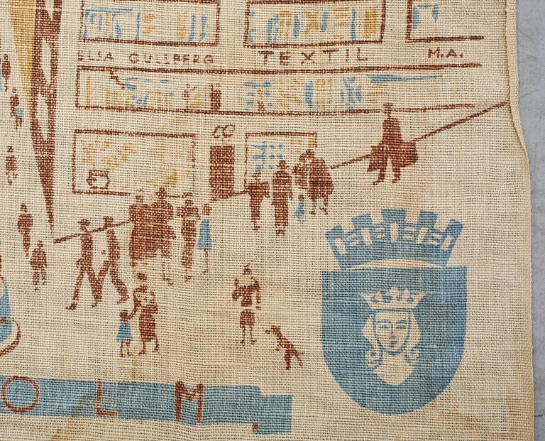 DRAPERI, tryck på väv, troligen Elsa Gullbergs Textil och Inredningar AB, 1900-tal.