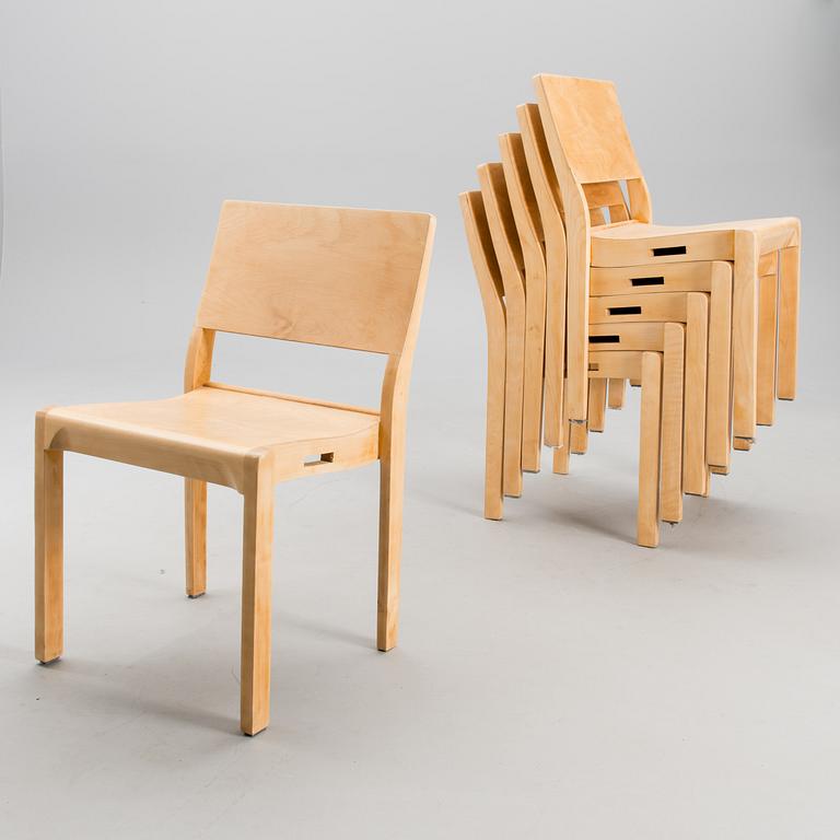 ALVAR AALTO, stolar, 6 st, modell 611, Artek, 1900-talets mitt.
