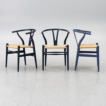 Hans J. Wegner, stolar, 3 st, "Y-stolen", Carl Hansen & Son, Odense, Danmark.