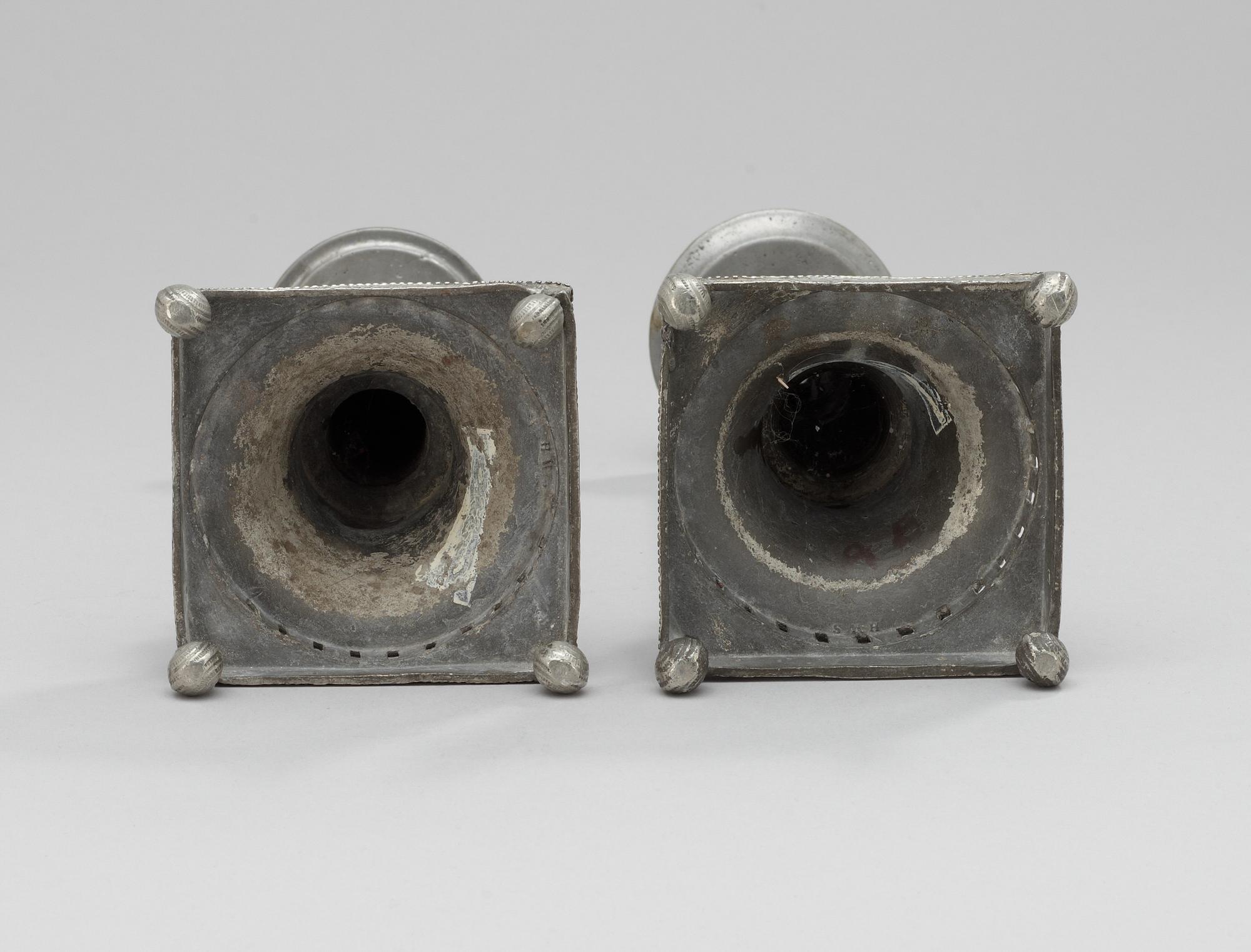 A pair of 18th century pewter candlesticks. Makers mark by Hans Wiksten, Västerås 1782-1810/14.