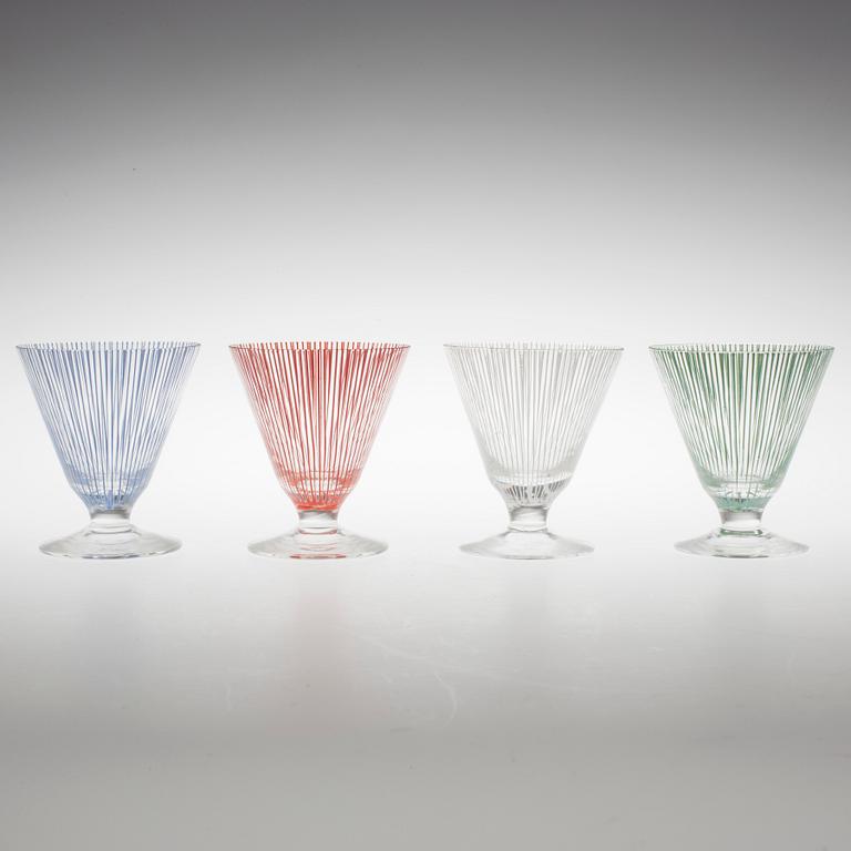 BENGT ORUP, 10 cocktailglas, "Strict" och "Stripe", Johansfors,1950-tal.