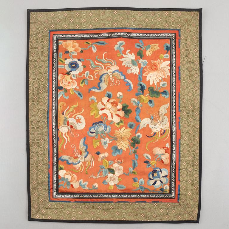 A group of five Chinese silk textiles, late Qing dynasty / first part of the 20th century.