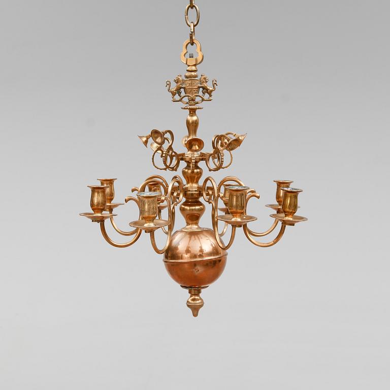 LJUSKRONA, mässing, barockstil, 1900-talets andra hälft.