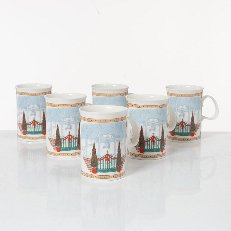 Gucci, A set of six vintage christmas mugs.